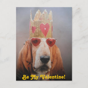 Carte postale Basset Hound King, Be My Valentine