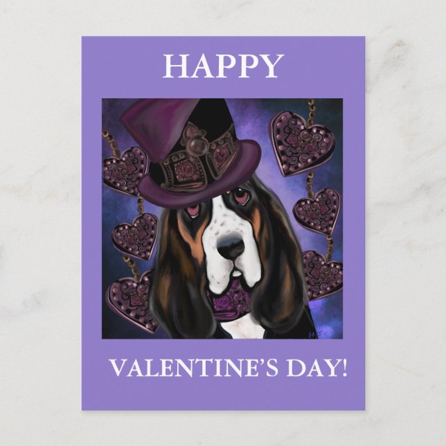 Carte Postale Basset Hound STEAMPUNK (Devant)