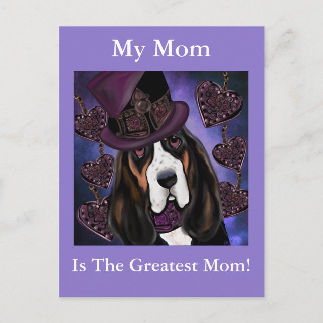 Carte Postale Basset Hound STEAMPUNK (Devant)
