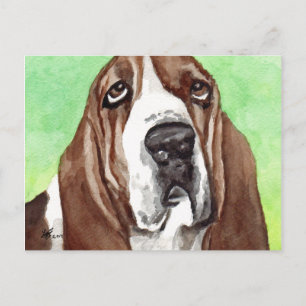 Carte Postale Basset Watercolor
