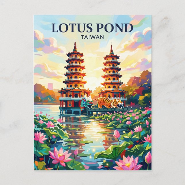 Carte Postale Bassin de lotus Taïwan (Devant)