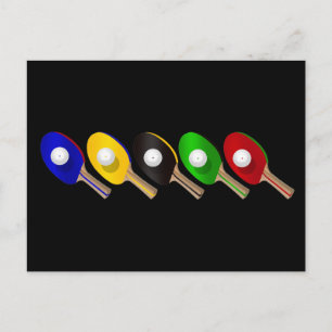 Carte Postale Bat de tennis de table et Ping Pong Ball Sports