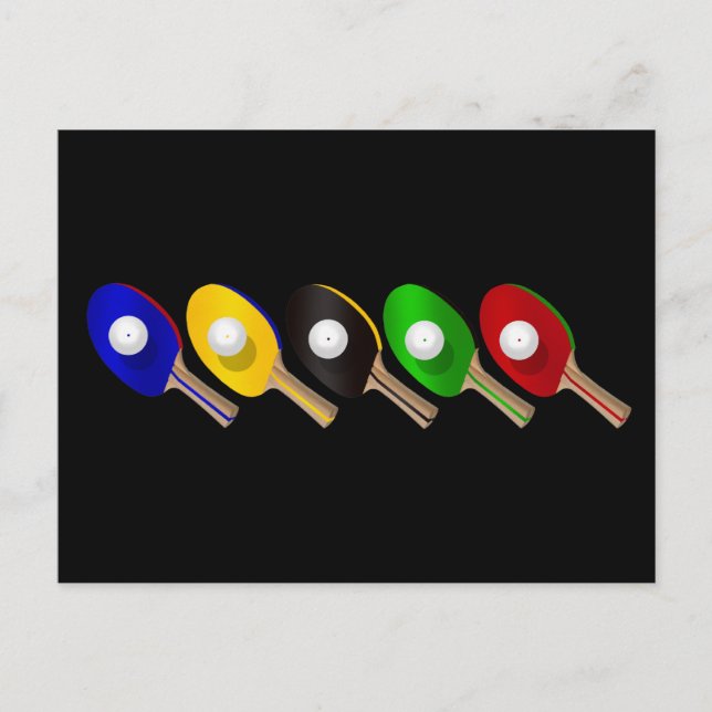 Carte Postale Bat de tennis de table et Ping Pong Ball Sports (Devant)