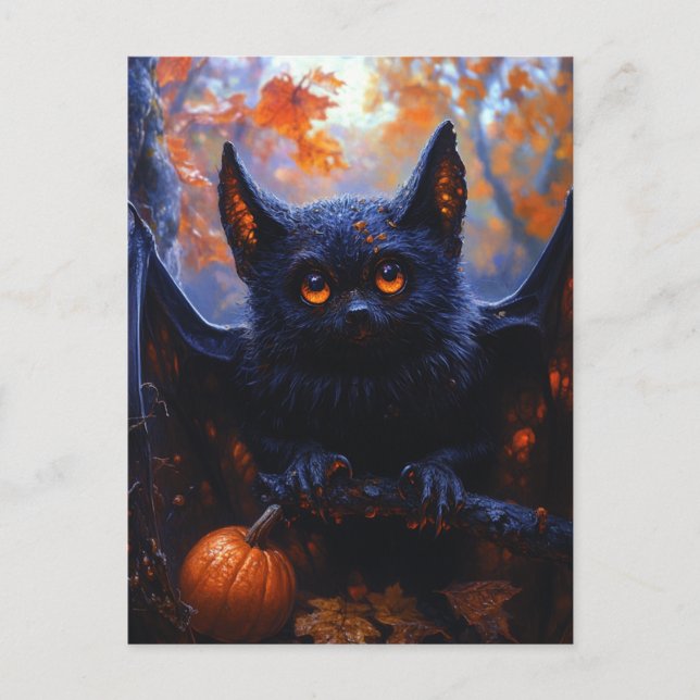 Carte Postale Bat d'Halloween adorable (Devant)