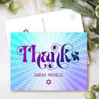 Bat mitzvah Retro bleu violet Merci dégradé