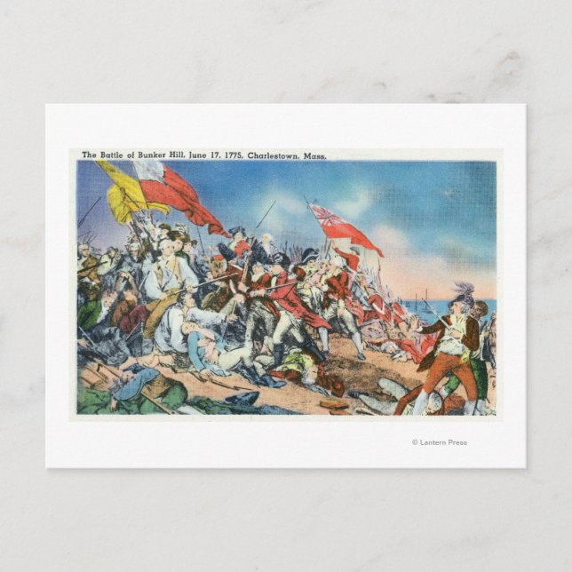 Carte Postale Bataille de Bunker Hill Scene - Charlestown, MA (Devant)