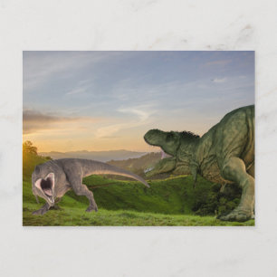 Carte Postale Bataille de Tyrannosaurs Dinosaur