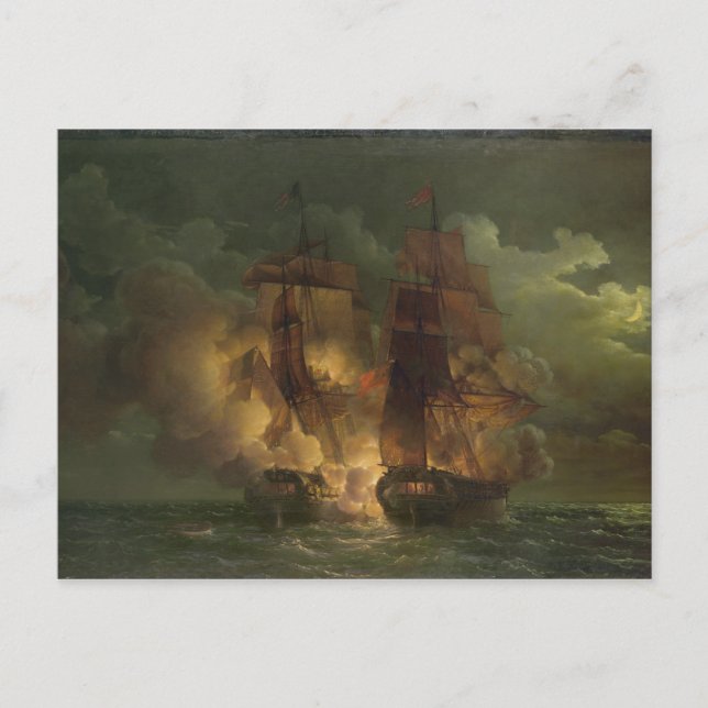 Carte Postale Bataille entre la frégate française 'Arethuse' (Devant)