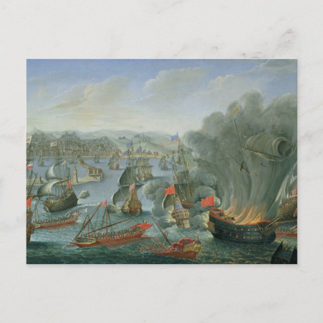 Carte Postale Bataille navale avec la flotte espagnole (Devant)
