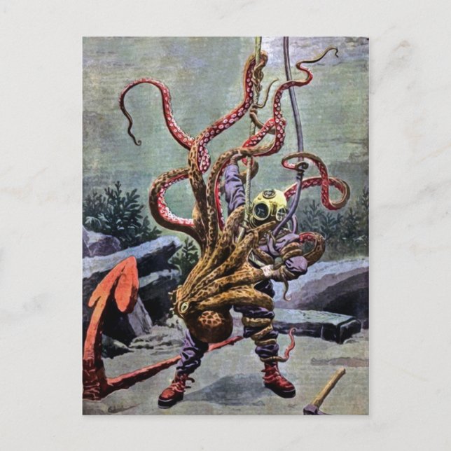 Carte Postale Bataille Octopus vintage (Devant)