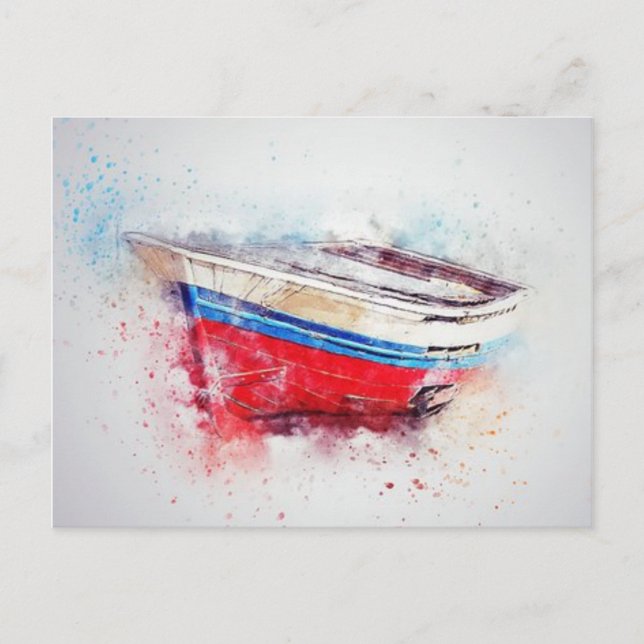 Carte Postale Bateau à l'aquarelle (Devant)