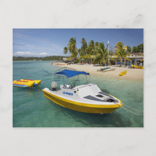 Carte Postale Bateau à moteur et bateau en forme de banane