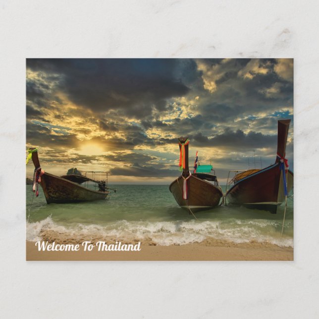 Carte Postale Bateau à queue longue de Thaïlande (Devant)