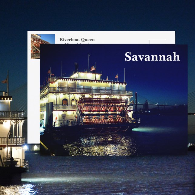 Carte Postale Bateau à roue à aubes Savannah GA Photographie (Créateur téléchargé)