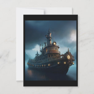 Carte Postale Bateau À Vapeur À Vapeur Le Jour Nuageux Mousepad