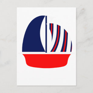 Carte Postale Bateau à voile bleu rouge