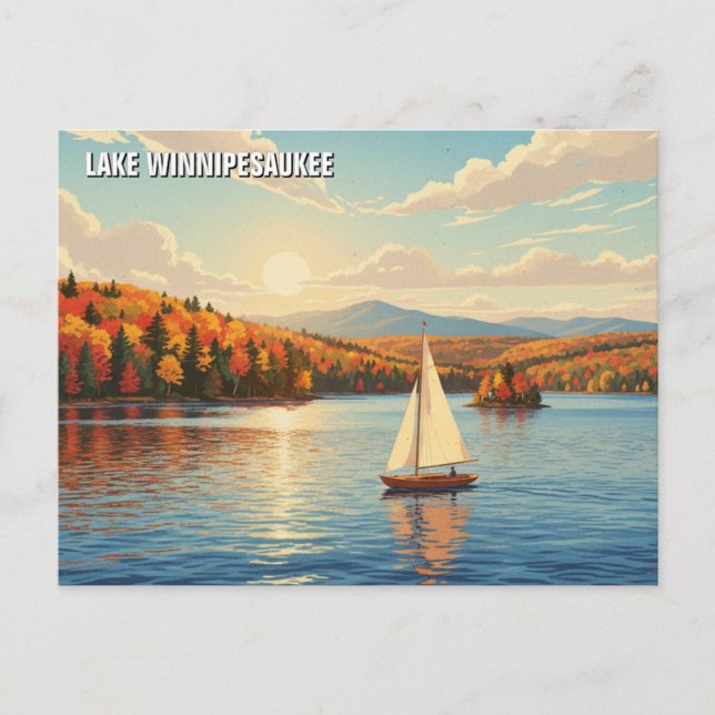 Carte Postale Bateau à voile sur le lac Winnipesaukee Travel (Devant)