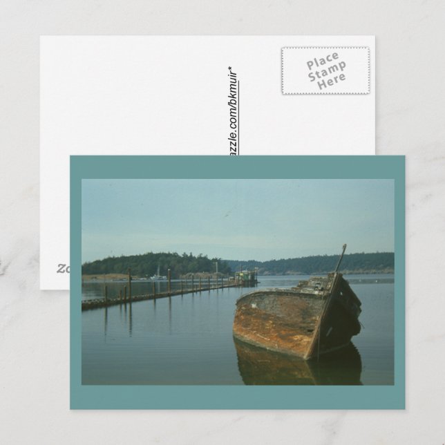 Carte postale - Bateau abandonné (Devant / Derrière)