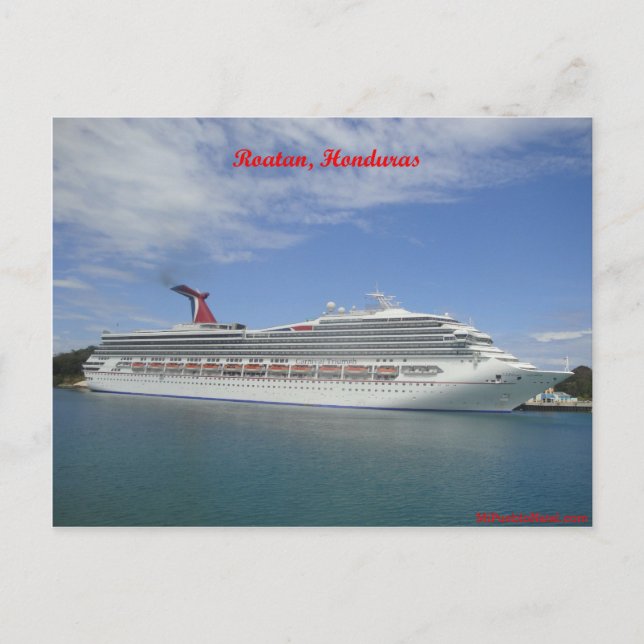 Carte Postale Bateau de croisière ancré à Roatan, le Honduras (Devant)