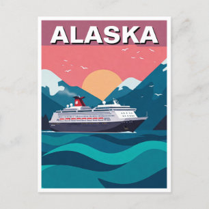 Carte Postale Bateau de croisière en Alaska Travel Abstrait
