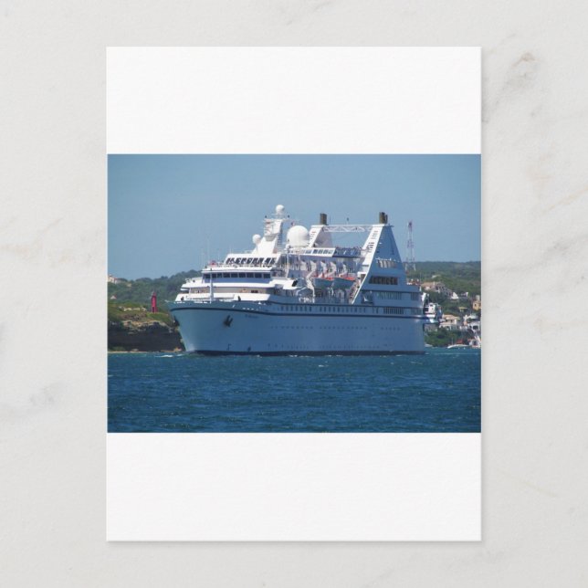 Carte Postale Bateau de croisière quittant Mahon (Devant)