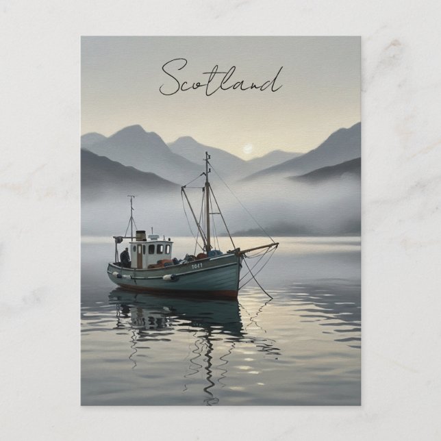 Carte Postale Bateau de pêche en Écosse Voyage (Devant)