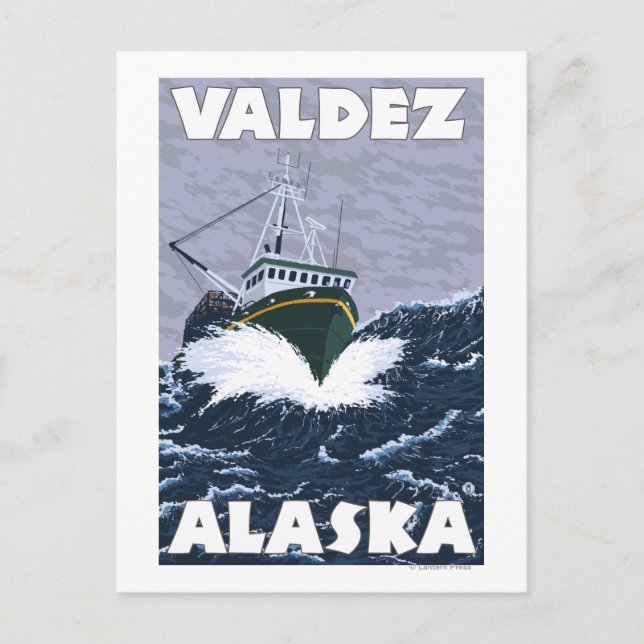 Carte Postale Bateau de pêche - Valdez, Alaska (Devant)