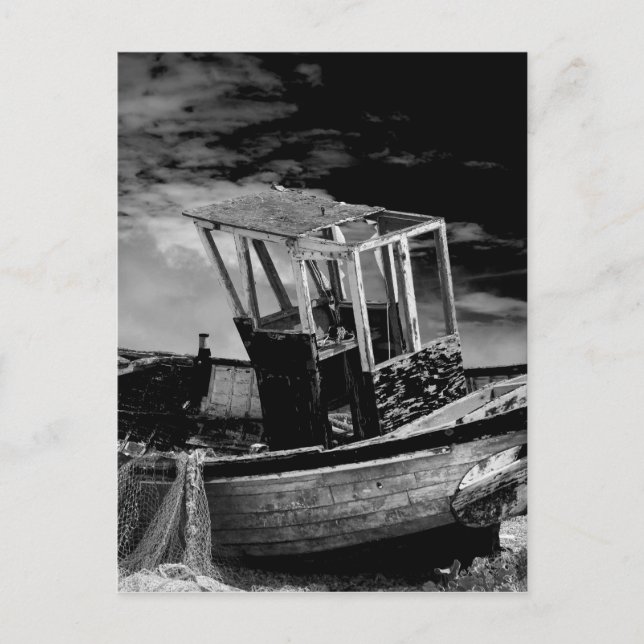 Carte Postale Bateau de pêche vintage. (Devant)