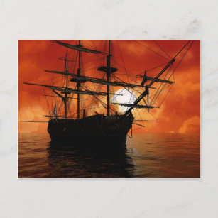 Carte Postale Bateau de pirate vintage