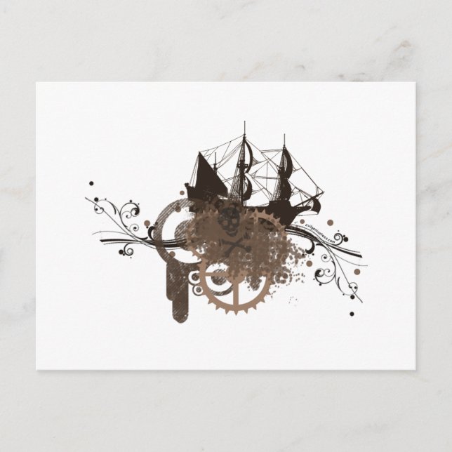 Carte Postale Bateau de pirates à vapeur (Devant)