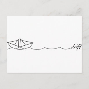 Carte Postale Bateau en papier dérive