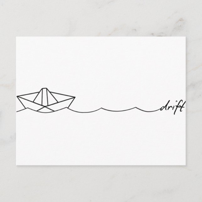 Carte Postale Bateau en papier dérive (Devant)