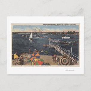 Carte Postale Bateau et natation sur Newport Bay
