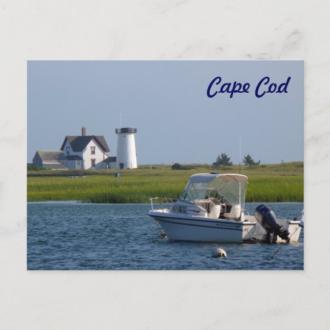 Carte Postale Bateau et phare Chatham Cape Cod (Devant)