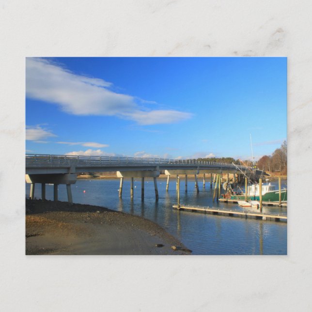 Carte Postale Bateau et pont Kittery Maine (Devant)