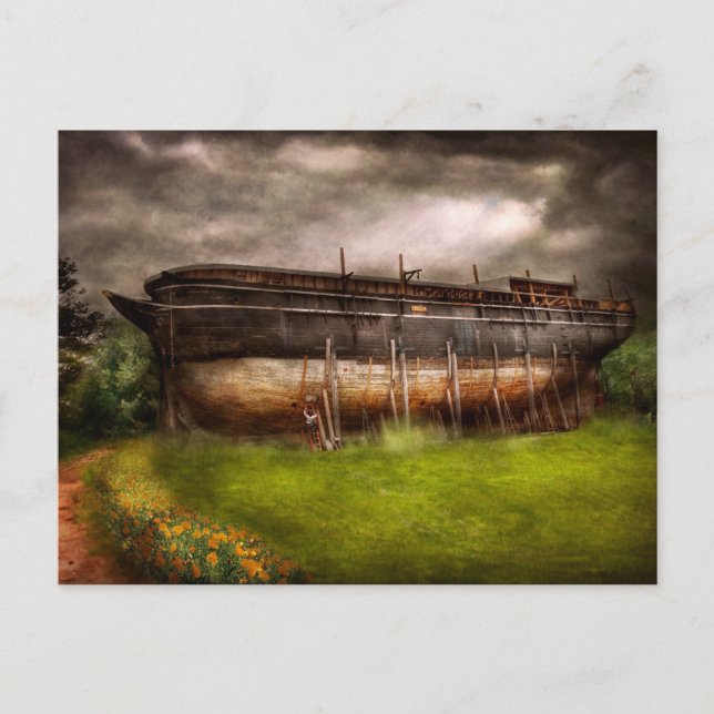 Carte Postale Bateau - La construction de l'Arche de Noé (Devant)