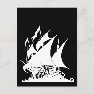 Carte Postale Bateau pirate noir et blanc