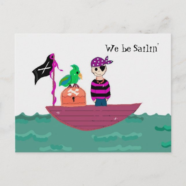 Carte Postale Bateau Pirate - Nous naviguons (Devant)