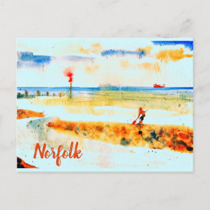 Carte Postale Bateau rouge sur la plage à Mundesley, Norfolk