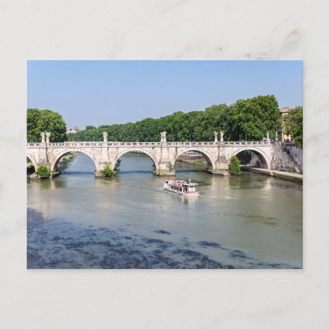 Carte Postale Bateau touristique sous le Ponte Sant'Angelo - Rom (Devant)