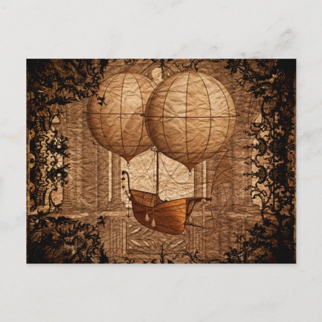 Carte Postale Bateau victorien Grunge Steampunk (Devant)