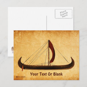 Carte Postale Bateau viking à voile rouge