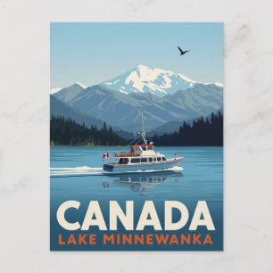 Carte Postale Bateau vintage du lac Minnewanka Parc national de 