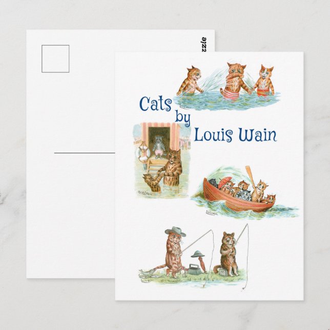 Carte Postale Bateaux à eau de Louis Wain (Devant / Derrière)