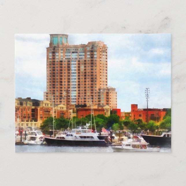 Carte Postale Bateaux à Inner Harbour Baltimore MD (Devant)