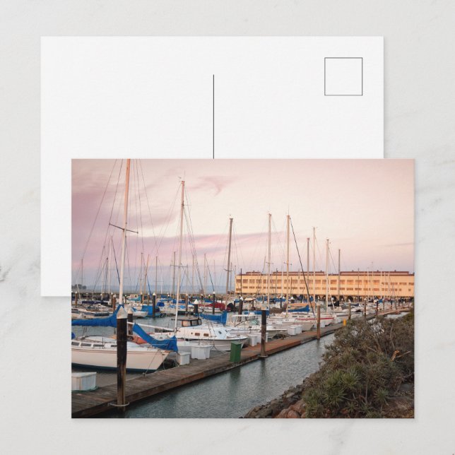 Carte Postale Bateaux à la marina (Devant / Derrière)