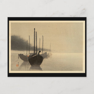 Carte Postale Bateaux à la mer par Seitei Watanabe 1851-1918