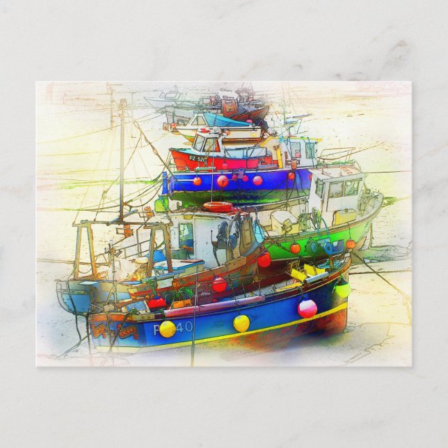 CARTE POSTALE BATEAUX À ST. PORT IVES (Devant)