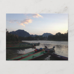 Carte Postale Bateaux à Vang Vieng