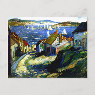 Carte Postale Bateaux à voile au port, peinture d'art